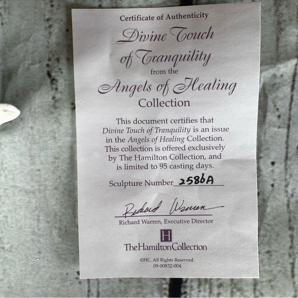 Hamilton Collection Divine Touch of Tranquility Angel Figurine COA Never Display - Picture 7 of 11